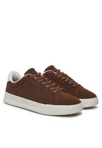 TOMMY HILFIGER - Tommy Hilfiger Sneakersy Court FM0FM05459 Brązowy. Kolor: brązowy. Materiał: skóra, zamsz #5