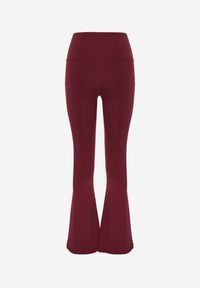 Renee - Bordowe Spodnie High Waist z Elastycznego Materiału z Gumką w Talii Dorra. Okazja: na co dzień, do pracy. Stan: podwyższony. Kolor: czerwony. Materiał: materiał. Styl: casual #4