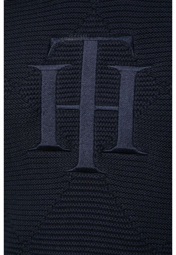 TOMMY HILFIGER - Tommy Hilfiger sweter bawełniany damski kolor granatowy. Kolor: niebieski. Materiał: bawełna. Długość rękawa: raglanowy rękaw. Wzór: aplikacja
