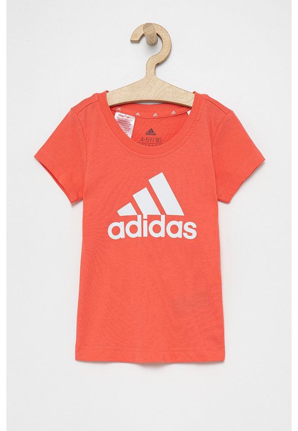 adidas Performance T-shirt bawełniany dziecięcy HE1979 kolor różowy. Okazja: na co dzień. Kolor: różowy. Materiał: bawełna. Wzór: nadruk. Styl: casual