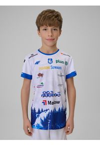 4f - 4F Koszulka meczowa replika domowa z sezonu 2025/26 dziecięca 4F x Ślepsk Suwałki - biała 158/164 (12-14 lat). Okazja: do domu. Kolor: biały. Materiał: dzianina, materiał. Wzór: nadruk. Sezon: lato. Styl: młodzieżowy #1