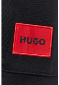 Hugo - HUGO bluza bawełniana 50473900 męska kolor czarny z aplikacją. Okazja: na co dzień. Kolor: czarny. Materiał: bawełna. Wzór: aplikacja. Styl: casual #4