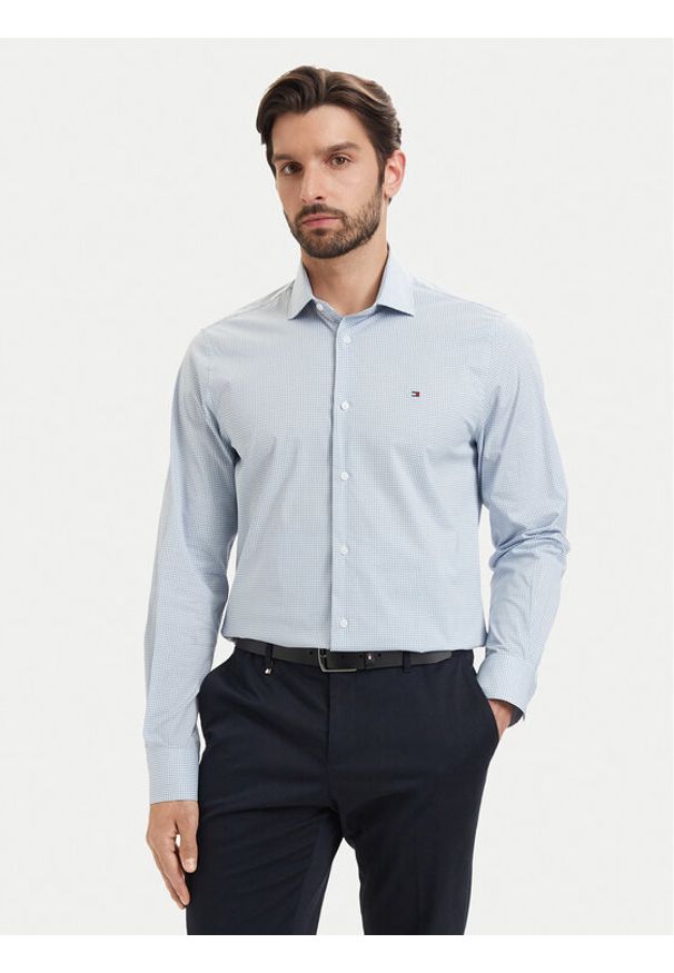 TOMMY HILFIGER - Tommy Hilfiger Koszula Gingham MW0MW42931 Niebieski jasny Regular Fit. Kolor: niebieski. Materiał: bawełna