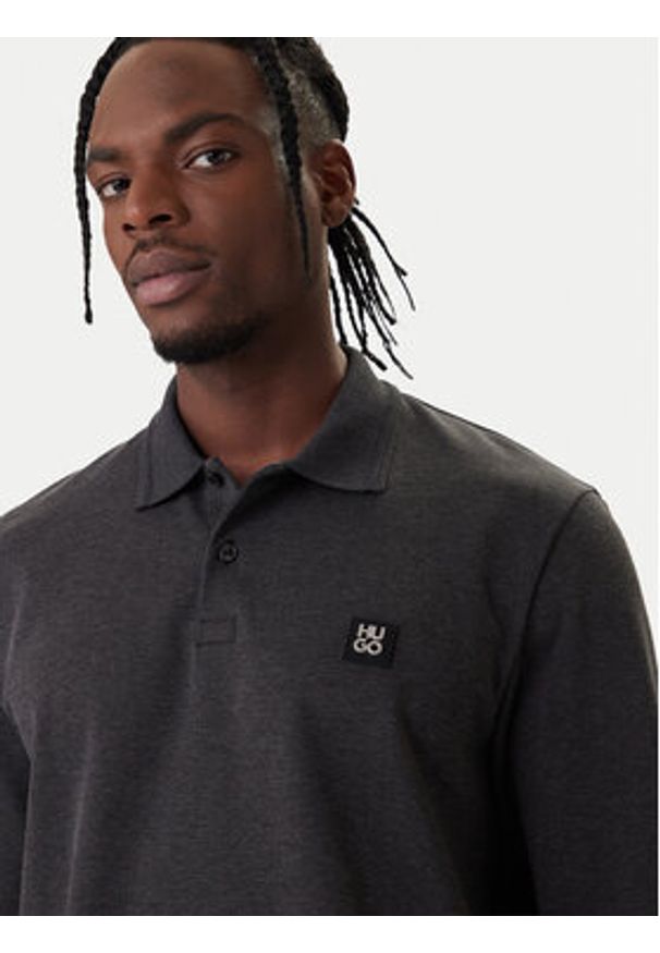 Hugo - HUGO Polo Dinote 50553441 Szary Relaxed Fit. Typ kołnierza: polo. Kolor: szary. Materiał: syntetyk