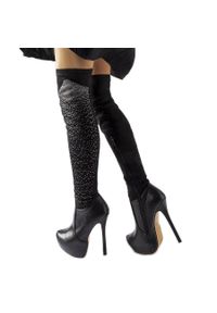 Inna Czarne kozaki na szpilce Zaccaria. Zapięcie: zamek. Kolor: czarny. Wzór: aplikacja. Sezon: zima. Obcas: na szpilce #4