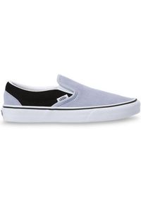 Vans slip-on zamszowe niebieskie unisex rozmiar 39. Okazja: na co dzień. Zapięcie: bez zapięcia. Kolor: czarny, niebieski, wielokolorowy. Materiał: zamsz #1
