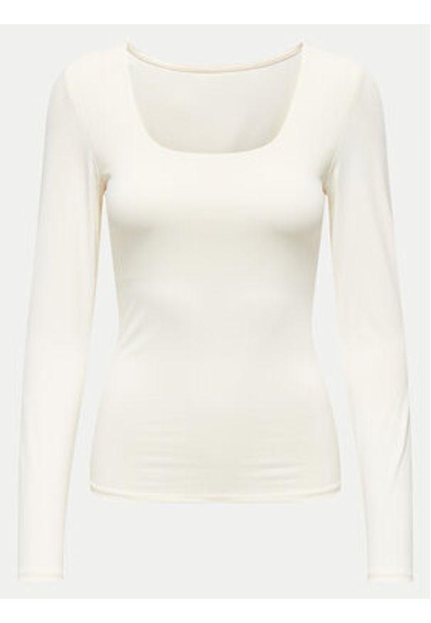 only - ONLY Bluzka Lea 15302647 Biały Slim Fit. Kolor: biały. Materiał: syntetyk