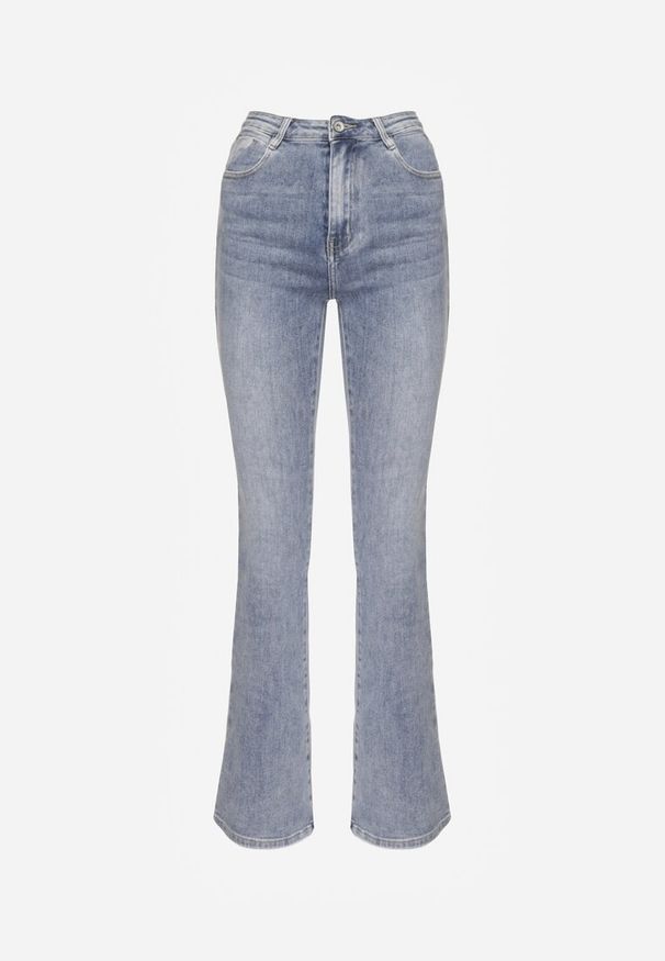 Renee - Niebieskie Klasyczne Jeansy Flare Regular Waist Neliovia. Okazja: na co dzień. Kolor: niebieski. Wzór: aplikacja. Styl: klasyczny