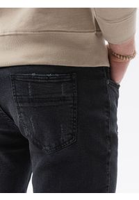 Ombre Clothing - Spodnie męskie jeansowe SKINNY FIT - czarne P1060 - XXL. Kolor: czarny. Materiał: jeans #6