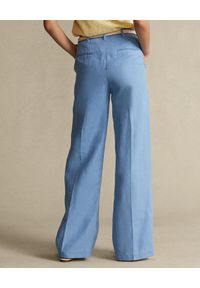 Ralph Lauren - RALPH LAUREN - Niebieskie lniane spodnie. Kolor: biały. Materiał: len #4
