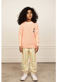 Mini Rodini sweter bawełniany dziecięcy kolor różowy. Kolor: różowy. Materiał: bawełna. Wzór: aplikacja