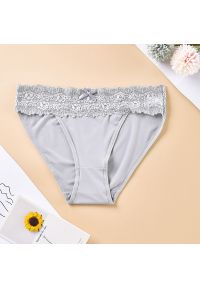 Intica - Figi koronkowe z elastycznego materiału Santoshi. Kolor: szary. Materiał: materiał, koronka. Wzór: koronka