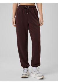 4f - 4F Spodnie z szerokimi nogawkami z modalem damskie - brązowe S. Kolor: brązowy. Materiał: dzianina, materiał, dresówka. Długość: do kostek. Wzór: gładki #2