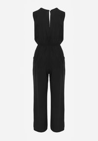 Renee - Czarny Kombinezon Valia. Kolor: czarny. Materiał: wiskoza, tkanina. Długość rękawa: bez rękawów. Długość: długie. Wzór: jednolity. Styl: elegancki #2