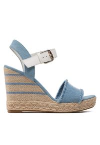 TOMMY HILFIGER - Tommy Hilfiger Espadryle Wedge Sandal FW0FW07079 Niebieski. Kolor: niebieski. Materiał: materiał