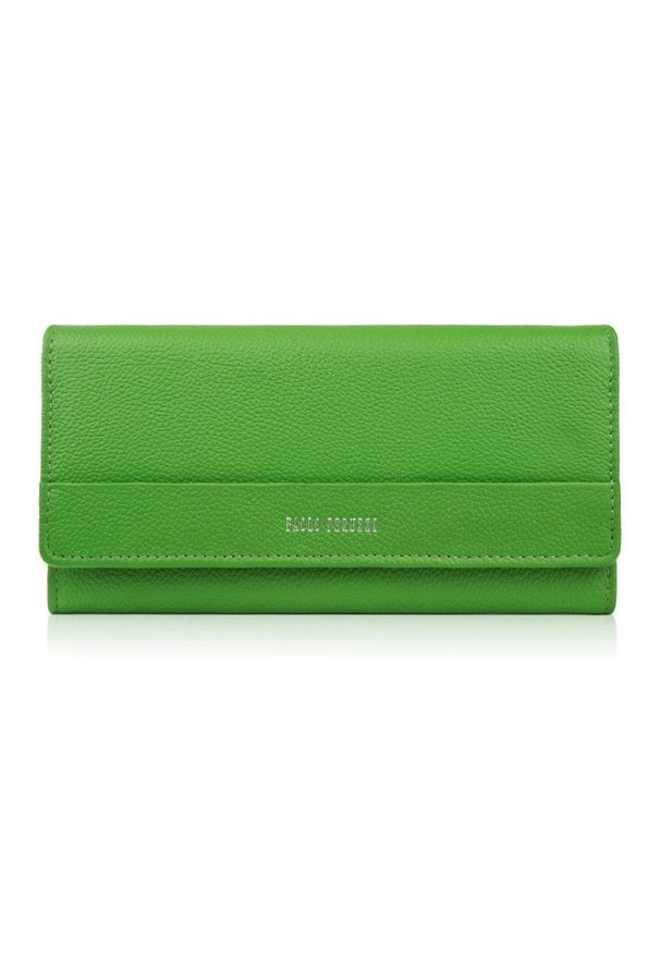 PAOLO PERUZZI - Klasyczny portfel damski skórzany duży zielony Paolo Peruzzi AL-01-GR. Kolor: zielony. Materiał: skóra