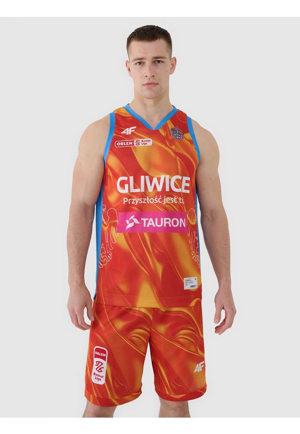 4f - 4F Koszulka meczowa replika domowa z sezonu 2024/25 męska 4F x PLK - GTK Gliwice - multikolor 3XL. Typ kołnierza: dekolt w serek. Kolor: wielokolorowy. Materiał: dzianina, włókno, materiał, syntetyk. Wzór: nadruk, gładki, ze splotem. Sport: koszykówka, fitness