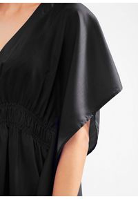 bonprix - Prześwitująca tunika plażowa z dekoltem w serek. Okazja: na plażę. Typ kołnierza: dekolt w serek. Kolor: czarny. Materiał: tkanina. Styl: elegancki #3