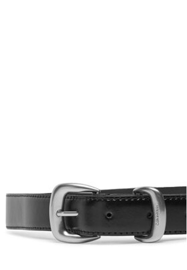 Calvin Klein Pasek Damski Sarah 2 Piece Logo Buckle Belt 25Mm LV04K7012G Czarny. Kolor: czarny. Materiał: skóra