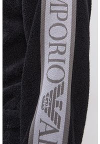 Emporio Armani Underwear - Szlafrok. Typ kołnierza: kaptur. Kolor: czarny. Materiał: tkanina