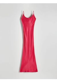 Reserved - Satynowa sukienka maxi z wiskozy - fuksja. Kolor: różowy. Materiał: satyna, wiskoza. Długość: maxi