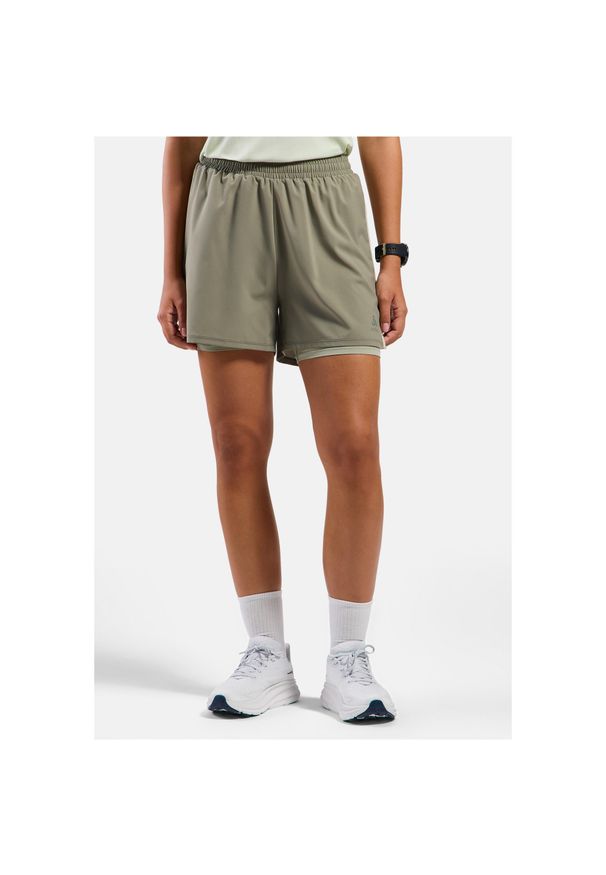 Spodenki damskie Odlo ESSENTIAL 4 INCH 2-in-1 short. Kolor: beżowy. Długość: krótkie