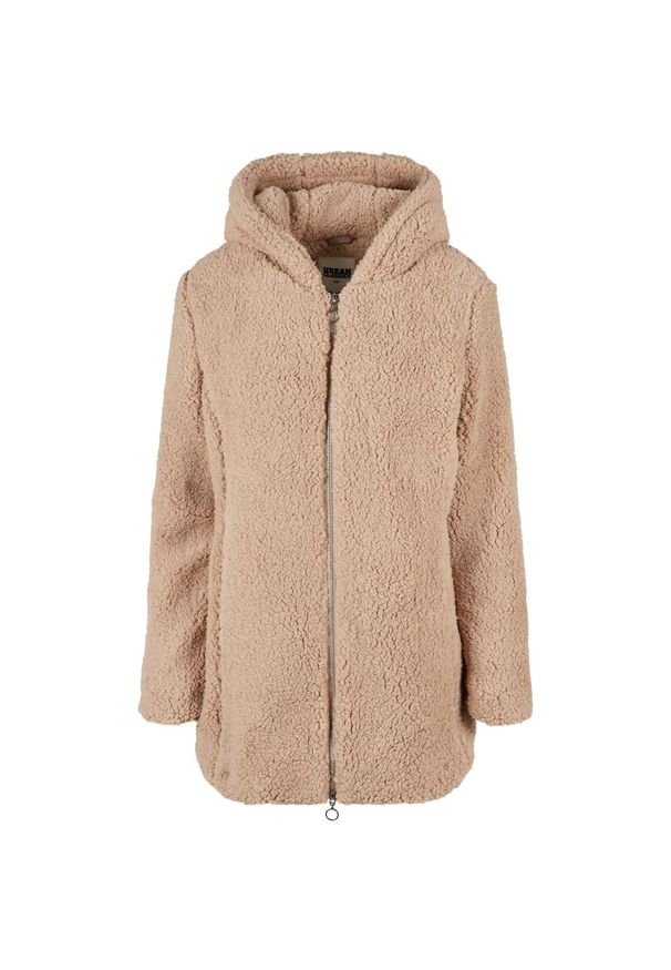 Kurtka polarowa z kapturem damska Urban Classics Sherpa. Typ kołnierza: kaptur. Kolor: beżowy, wielokolorowy, brązowy. Materiał: polar. Sezon: zima. Styl: elegancki