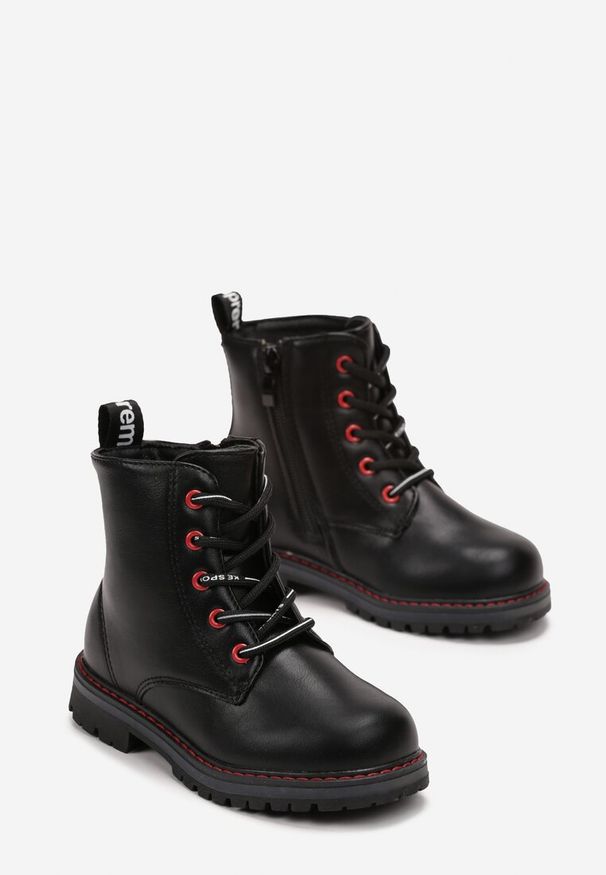 Born2be - Czerwone Botki Metaliczne Jaylee. Wysokość cholewki: za kostkę. Zapięcie: zamek. Kolor: czarny. Szerokość cholewki: normalna. Styl: elegancki