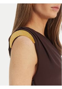 Elisabetta Franchi Sukienka koktajlowa AB-906-61E2-450 Brązowy Regular Fit. Kolor: brązowy. Materiał: wiskoza. Styl: wizytowy #3