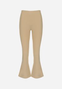 Born2be - Beżowe Spodnie Dzwony Kostemus. Kolor: beżowy. Materiał: dzianina. Wzór: gładki. Styl: elegancki #5