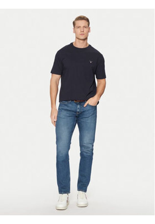 GANT - Gant T-Shirt Original Shield 2003295 Granatowy Regular Fit. Kolor: niebieski. Materiał: bawełna