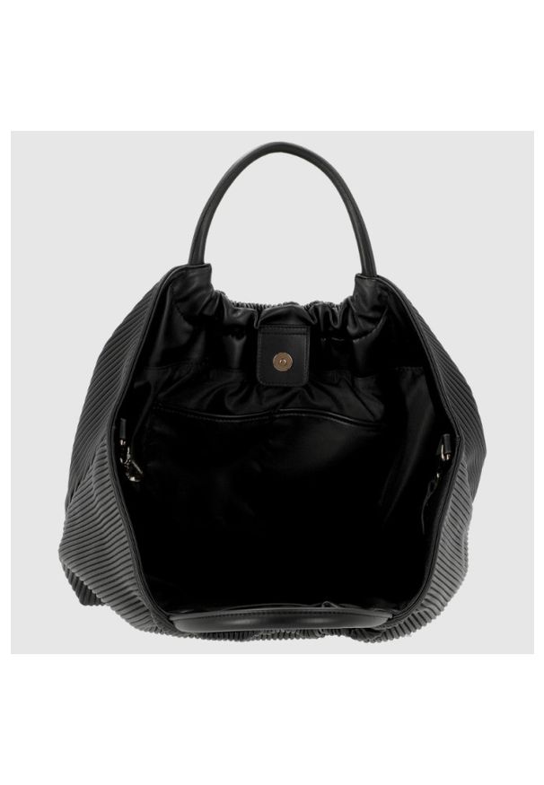 Valentino by Mario Valentino - VALENTINO Duża czarna plisowana shopperka river re z saszetką. Kolor: czarny