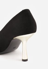Born2be - Czarne Szpilki VICES na Metalicznym Obcasie z Wkładką ze Skóry Naturalnej Philira. Okazja: do pracy, na wesele, na spotkanie biznesowe, na ślub cywilny. Kolor: czarny. Materiał: skóra. Obcas: na obcasie. Styl: biznesowy, klasyczny. Wysokość obcasa: średni #2