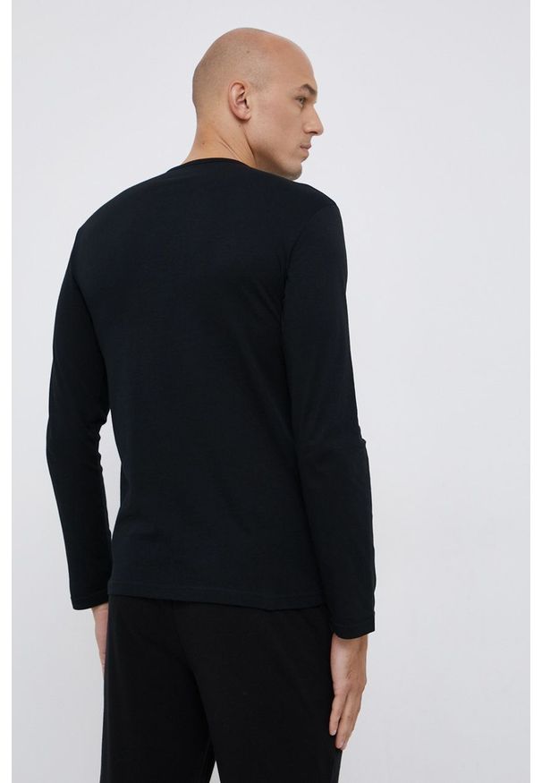 Emporio Armani Underwear - Longsleeve piżamowy bawełniany. Kolor: czarny. Materiał: bawełna. Długość: długie