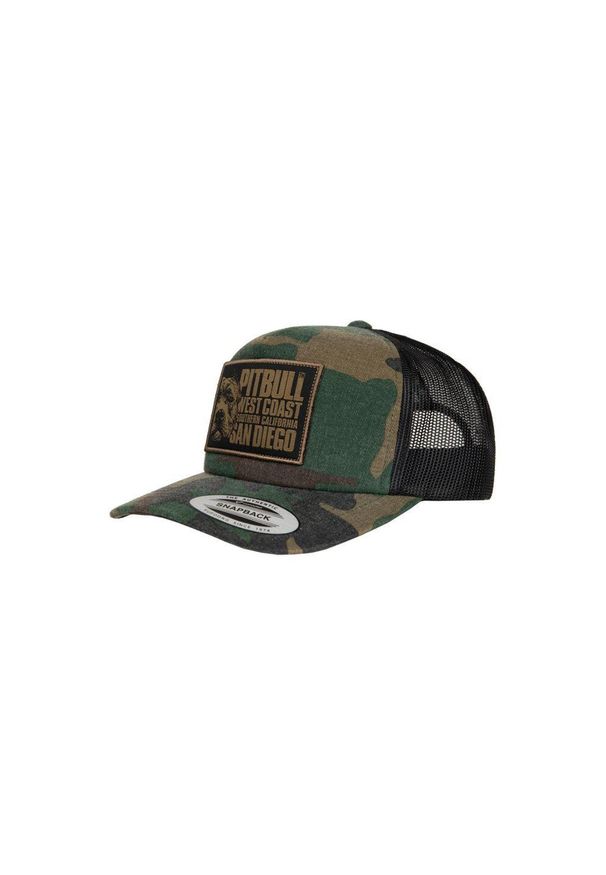 PITBULL - Czapka męska Pitbull Snapback Camo Trucker Blood Dog. Kolor: zielony, wielokolorowy, brązowy