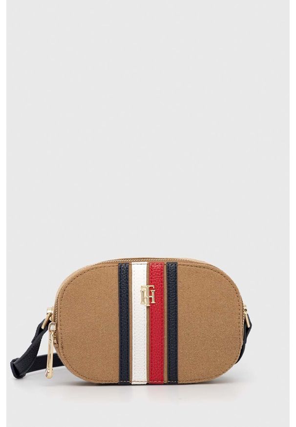 TOMMY HILFIGER - Tommy Hilfiger torebka kolor beżowy. Kolor: beżowy. Rodzaj torebki: na ramię