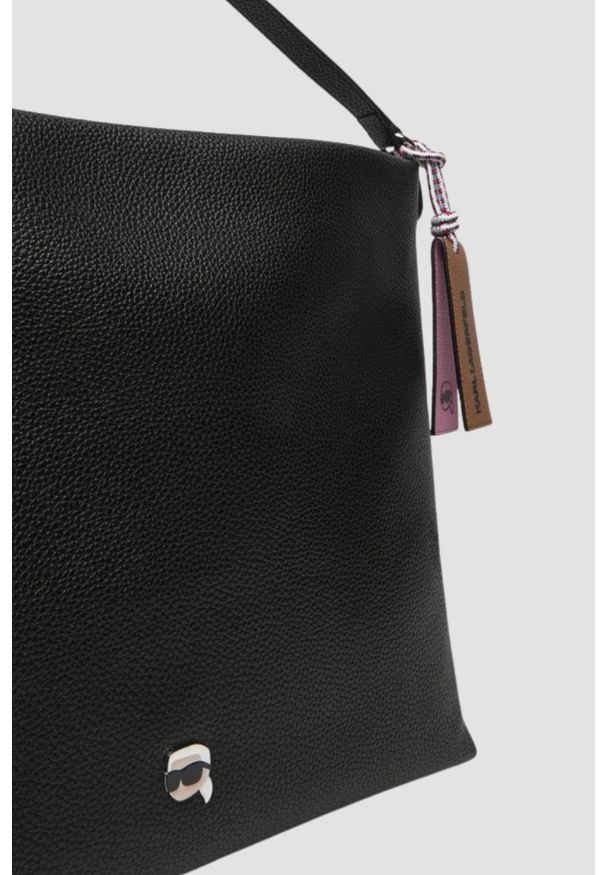 Karl Lagerfeld - KARL LAGERFELD Czarna shopperka damska Ikon Pebble Hobo. Kolor: czarny. Styl: casual, elegancki
