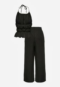 Renee - Czarny Letni Komplet z Bawełny Spodnie Wide Leg i Bluzka Halter z Wiązaniem Apomeda. Kolor: czarny. Materiał: bawełna #8