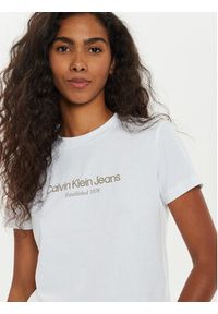 Calvin Klein Jeans T-Shirt Institutional J20J224914 Biały Regular Fit. Kolor: biały. Materiał: bawełna