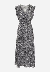 Born2be - Granatowa Sukienka o Rozkloszowanym Kroju z Falbankami w Kwiatowy Wzór Aravisse. Okazja: na co dzień. Typ kołnierza: kołnierz z falbankami. Kolor: niebieski. Wzór: kwiaty. Styl: elegancki, casual #7