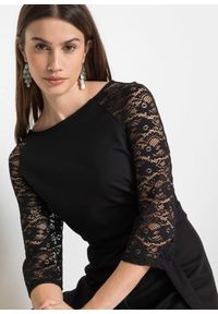 bonprix - Sukienka z dżerseju. Kolor: czarny. Materiał: jersey, koronka #2