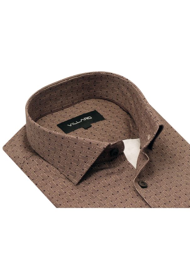 Mmer / Villaro - Koszule męskie - Brązowa / miedziana koszula męska VILLARO N015. Kolor: brązowy. Materiał: tkanina, bawełna, elastan. Długość: długie