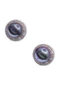 Braccatta - TAHURU Kolczyki srebrne czarne perły naturalne. Materiał: srebrne. Kolor: czarny, srebrny, wielokolorowy. Wzór: aplikacja. Kamień szlachetny: perła #1