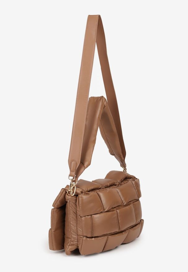 Born2be - Beżowa Torebka na Ramię Ozdobiona Pikowaniem z Efektem 3D Narriva. Kolor: beżowy. Wzór: aplikacja. Materiał: pikowane. Styl: klasyczny, biznesowy. Rodzaj torebki: na ramię