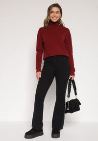 Born2be - Czarne Spodnie Dzwony z Dzianiny z Wiskozą Zetiva. Kolor: czarny. Materiał: dzianina, wiskoza #5