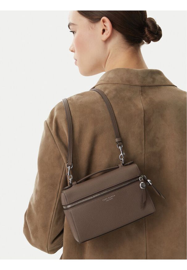 Tory Burch Torebka 178948 Szary. Kolor: szary. Materiał: zamszowe, skórzane