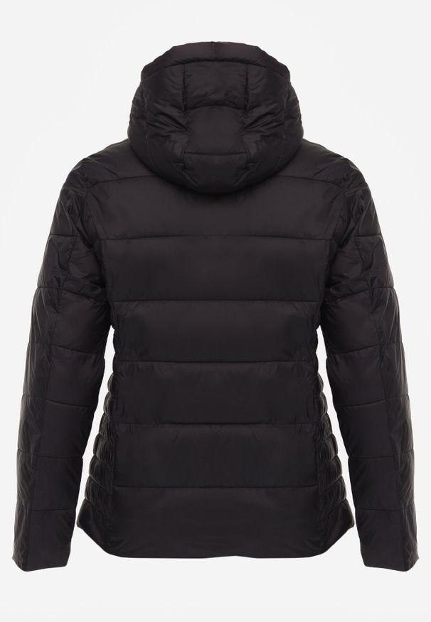 Born2be - Czarna Klasyczna Kurtka Przejściowa z Pikowaniem i Kapturem Edariella. Okazja: na co dzień. Kolekcja: plus size. Kolor: czarny. Materiał: jeans. Styl: klasyczny