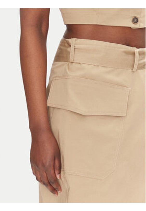 ACCESS FASHION Spódnica midi 53-6037-502 Beżowy Regular Fit. Kolor: beżowy. Materiał: bawełna