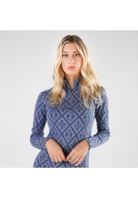 WOOLONA - Bluza termoaktywna damska Woolona Venus 100% Merino. Kolor: szary, niebieski, wielokolorowy. Materiał: wełna. Sport: narciarstwo
