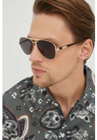 Gucci okulary przeciwsłoneczne męskie kolor złoty. Kolor: złoty